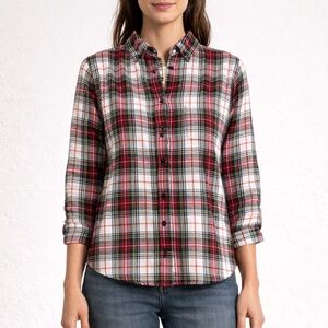 L.L. Bean Scotch Flannel Plaid Button-Up Relaxed Fit Small